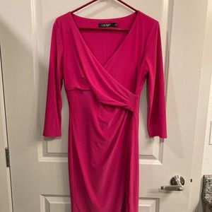 Lauren by Ralph Lauren Pink V-Neck Jersey Dress Size 6